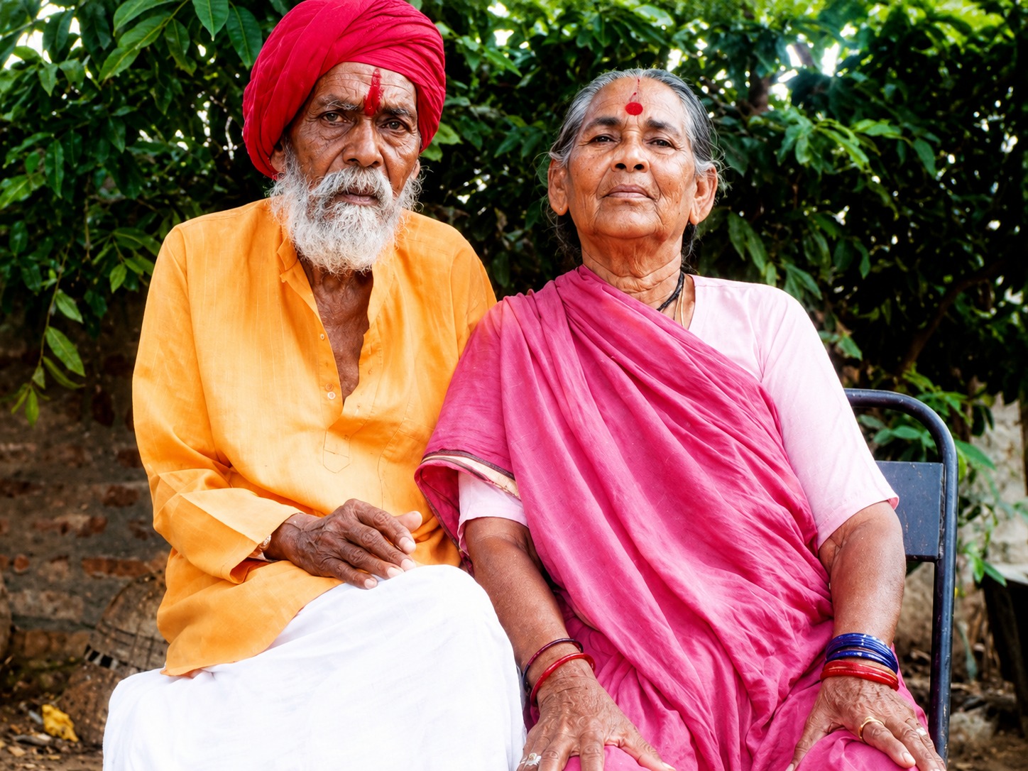 Guruji blessing an elderly devotee