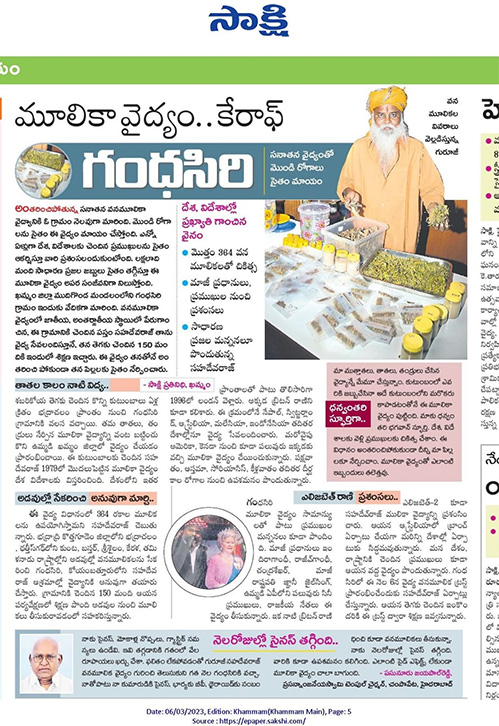 Newspaper article on Guruji's Ayurvedic healing — part 4